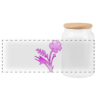 Blumen - Panorama Keksdose mit Holzdeckel - Weiß - Vorne
