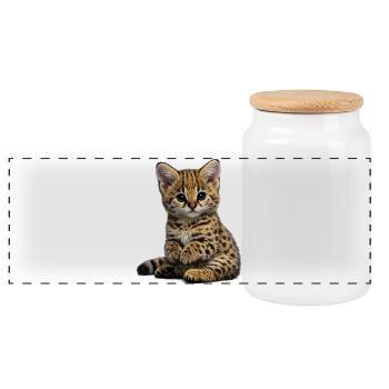 Serfal kittens - Panoramic Cookie Jar with Wooden Lid - white - Front
