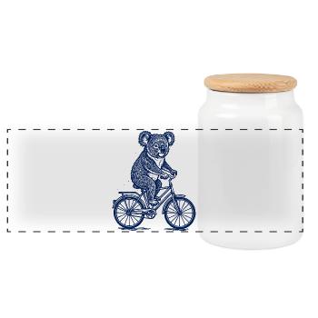 Koala auf Fahrrad Vintage Tier Illustration - Panorama Keksdose mit Holzdeckel - Weiß - Vorne