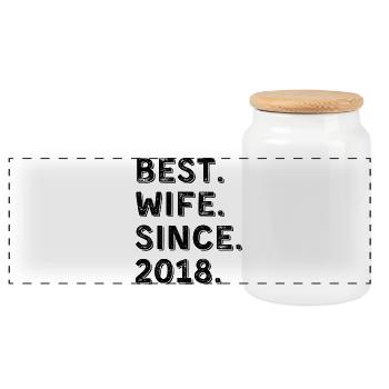 Beste Ehefrau seit 2018 8-Jahres-Jubiläumsgeschenk - Panorama Keksdose mit Holzdeckel - Weiß - Vorne