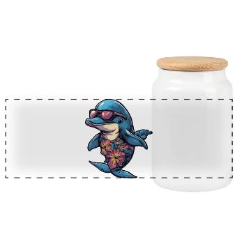 Vacances de bandes dessinées Dolphin - Boîte à biscuits avec couvercle en bois - blanc - Devant