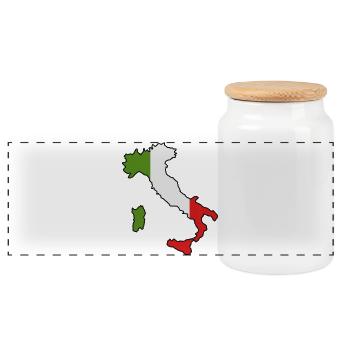 Italy map - Panoramic Cookie Jar with Wooden Lid - white - Front