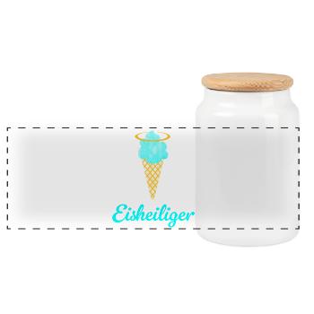 Eisheiliger Eis Eiscreme Heiligenschein Sommer Fan - Panorama Keksdose mit Holzdeckel - Weiß - Vorne