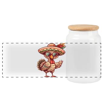 Sombrero comique drôle de la bande dessinée de la dinde - Boîte à biscuits avec couvercle en bois - blanc - Devant