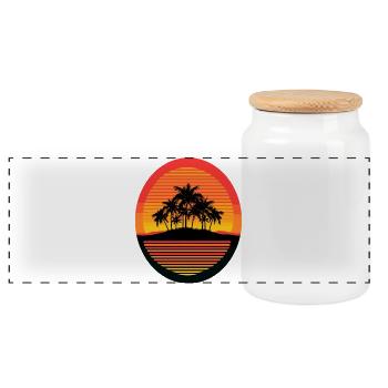 Silhouette des palmiers de Sunset Island - Boîte à biscuits avec couvercle en bois - blanc - Devant