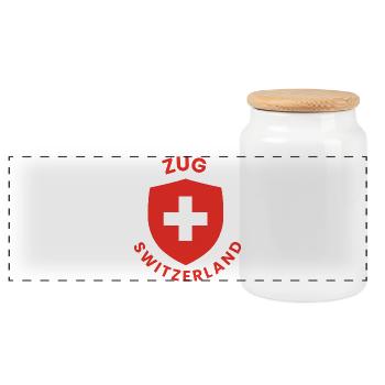 Zugschweiz-Wappen - Panorama Keksdose mit Holzdeckel - Weiß - Vorne