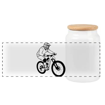 Downhill mountain bike - Panoramic Cookie Jar with Wooden Lid - white - Front