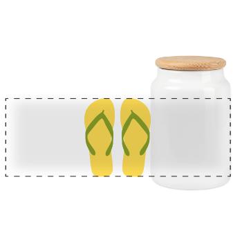 Sunny Yellow Flipflops - Panoramic Cookie Jar with Wooden Lid - white - Front