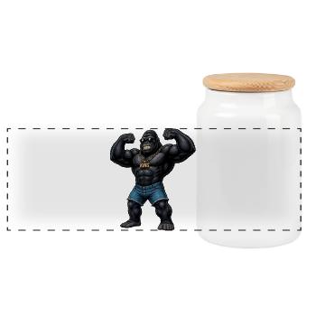 King Gorilla Bling - Panoramic Cookie Jar with Wooden Lid - white - Front