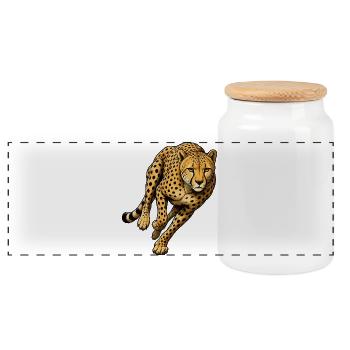 Leopard Print Wild Pattern - Panoramic Cookie Jar with Wooden Lid - white - Front