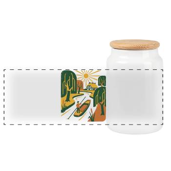 Retro Vintage Nature - Panoramic Cookie Jar with Wooden Lid - white - Front