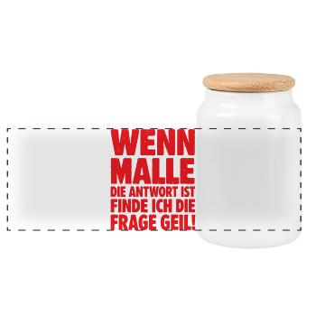 Malle 2026 Wenn Malle die Antwort ist finde ich... - Panorama Keksdose mit Holzdeckel - Weiß - Vorne