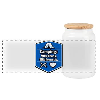 Camping en camping-car - Boîte à biscuits avec couvercle en bois - blanc - Devant