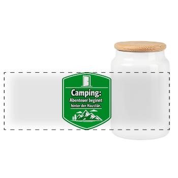 Camper - Panorama Keksdose mit Holzdeckel - Weiß - Vorne