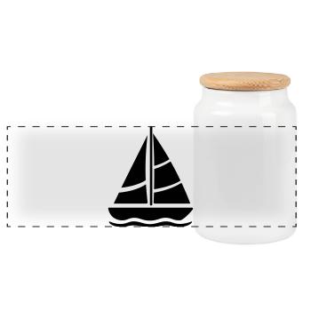 voilier - Boîte à biscuits avec couvercle en bois - blanc - Devant