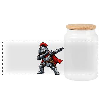 Dabbing Knight - Panoramic Cookie Jar with Wooden Lid - white - Front