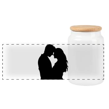 Couple Silhouette Amour Romance Petit ami de la Saint-Valentin - Boîte à biscuits avec couvercle en bois - blanc - Devant