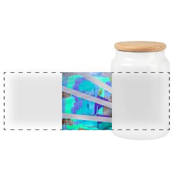 Neon Abstract Stripe Collage - Panoramic Cookie Jar with Wooden Lid - white - Front