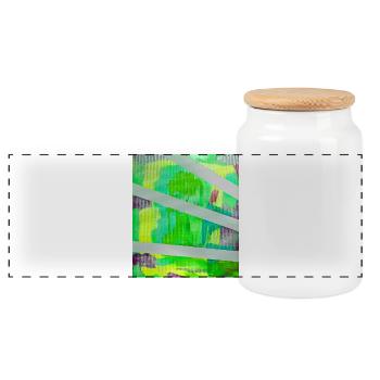 Résumé néon Kaleido - Boîte à biscuits avec couvercle en bois - blanc - Devant