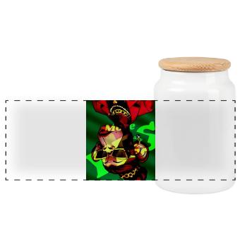 Geometrischer Neon-Tierkopf mit Sonnenbrille - Panorama Keksdose mit Holzdeckel - Weiß - Vorne