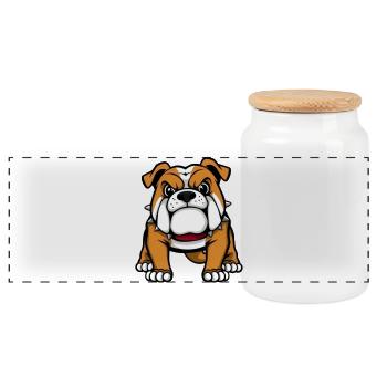 Bulldogge Hund Geschenk Hundeliebhaber - Panorama Keksdose mit Holzdeckel - Weiß - Vorne
