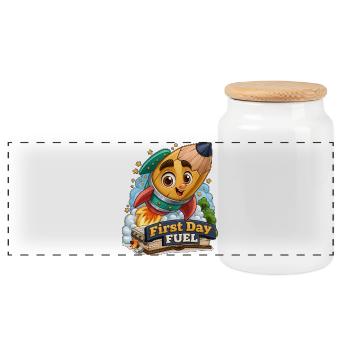 Crayon fusée carburant du premier jour - Boîte à biscuits avec couvercle en bois - blanc - Devant