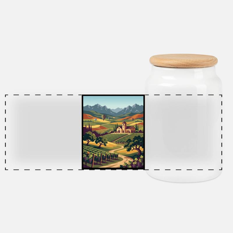 Vignoble Vista dans les collines toscanes - Boîte à biscuits avec couvercle en bois - blanc