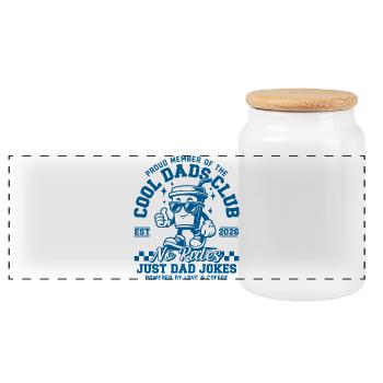 Cool Dads Club - Papa 2026 Geschenk - Panorama Keksdose mit Holzdeckel - Weiß - Vorne