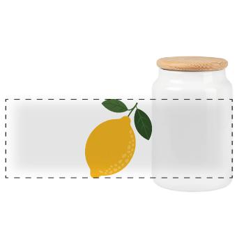 Citrus Sun Lemon Illustration - Panoramic Cookie Jar with Wooden Lid - white - Front