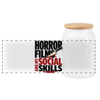 Horror Films Are My Social Skills - Panorama Keksdose mit Holzdeckel - Weiß - Vorne