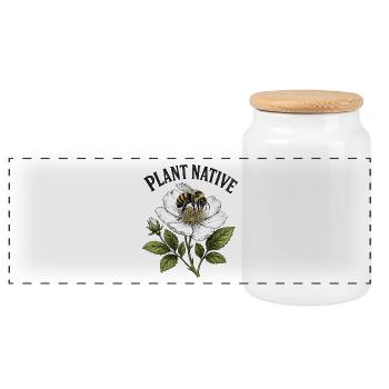 Plantez un jardin indigène des abeilles et des échinaces - Boîte à biscuits avec couvercle en bois - blanc - Devant
