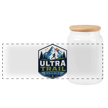 Ultra Trail Running - Panoramic Cookie Jar with Wooden Lid - white - Front