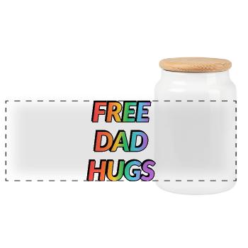 Free Dad Hugs Rainbow - Panoramic Cookie Jar with Wooden Lid - white - Front