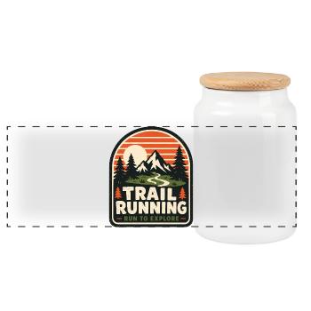 Trail Running Run to Explore Abzeichen - Panorama Keksdose mit Holzdeckel - Weiß - Vorne