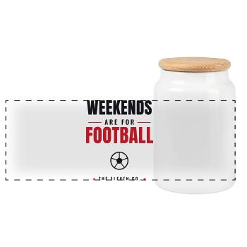  Weekends Are For Football — Bold Typography - Boîte à biscuits avec couvercle en bois - blanc - Devant
