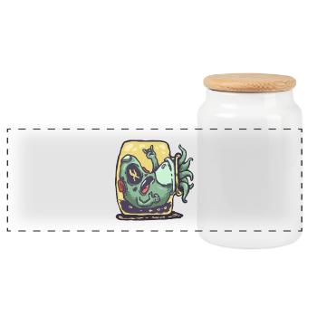 Alieno-Avocado im Toaster - Panorama Keksdose mit Holzdeckel - Weiß - Vorne