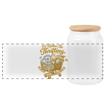 I prefer to hunt for flea markets vintage shopping carts - Panoramic Cookie Jar with Wooden Lid - white - Front