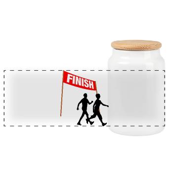 Walking Finish Duo - Panoramic Cookie Jar with Wooden Lid - white - Front