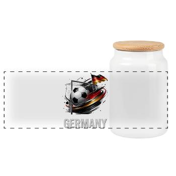 Germany Football Goal Emotion - Panoramic Cookie Jar with Wooden Lid - white - Front