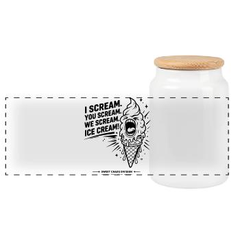 I Scream. You Scream. We Scream. Eiscreme. - Panorama Keksdose mit Holzdeckel - Weiß - Vorne