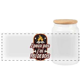 J'peux pas j'ai feu de bois - Boîte à biscuits avec couvercle en bois - blanc - Devant