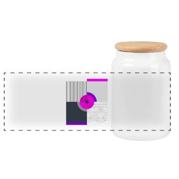 Abstract Motion Art - Modernes Grafikdesign - Panorama Keksdose mit Holzdeckel - Weiß - Vorne
