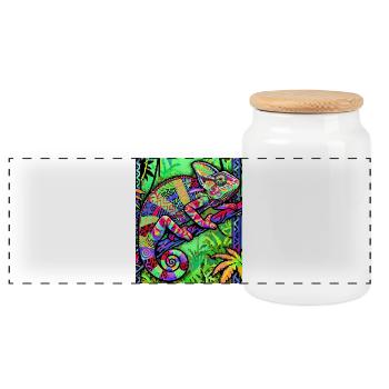 chameleon - Panoramic Cookie Jar with Wooden Lid - white - Front
