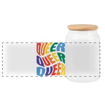 -2026-_LGBTQ_Queer_Queer_Queer_3 - Panoramic Cookie Jar with Wooden Lid - white - Front