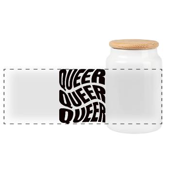 -2026-_LGBTQ_Queer_Queer_Queer - Panoramic Cookie Jar with Wooden Lid - white - Front