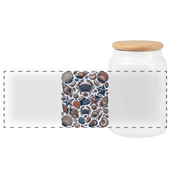 Beach Shells - Panoramic Cookie Jar with Wooden Lid - white - Front