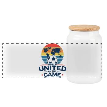 United by the game - Panoramic Cookie Jar with Wooden Lid - white - Front