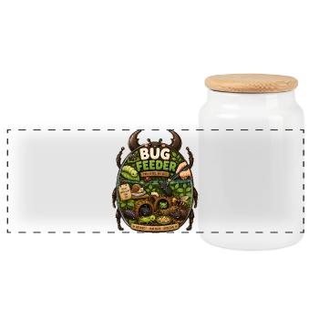 Bug Feeder Insect Friend Terrarium Bug Hunter - Panoramic Cookie Jar with Wooden Lid - white - Front