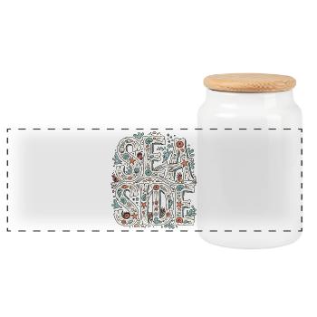 Sea Side - Panoramic Cookie Jar with Wooden Lid - white - Front