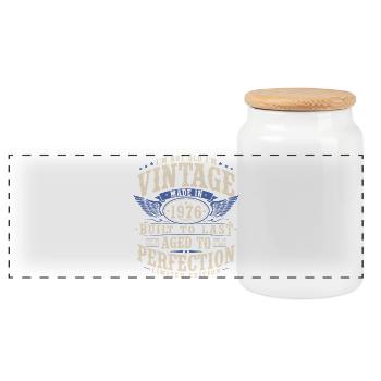 1976 Jahrgang Vintage Geburtstag Geschenk Retro - Panorama Keksdose mit Holzdeckel - Weiß - Vorne